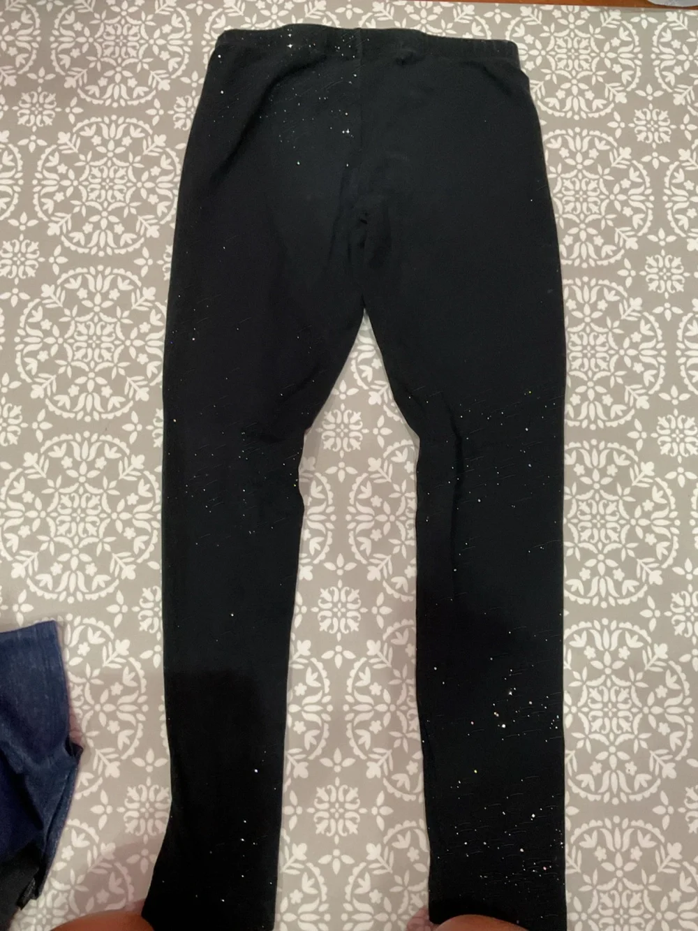 Cat & Jack Girls Black Glitter Leggings Size L (10/12) Good Condition